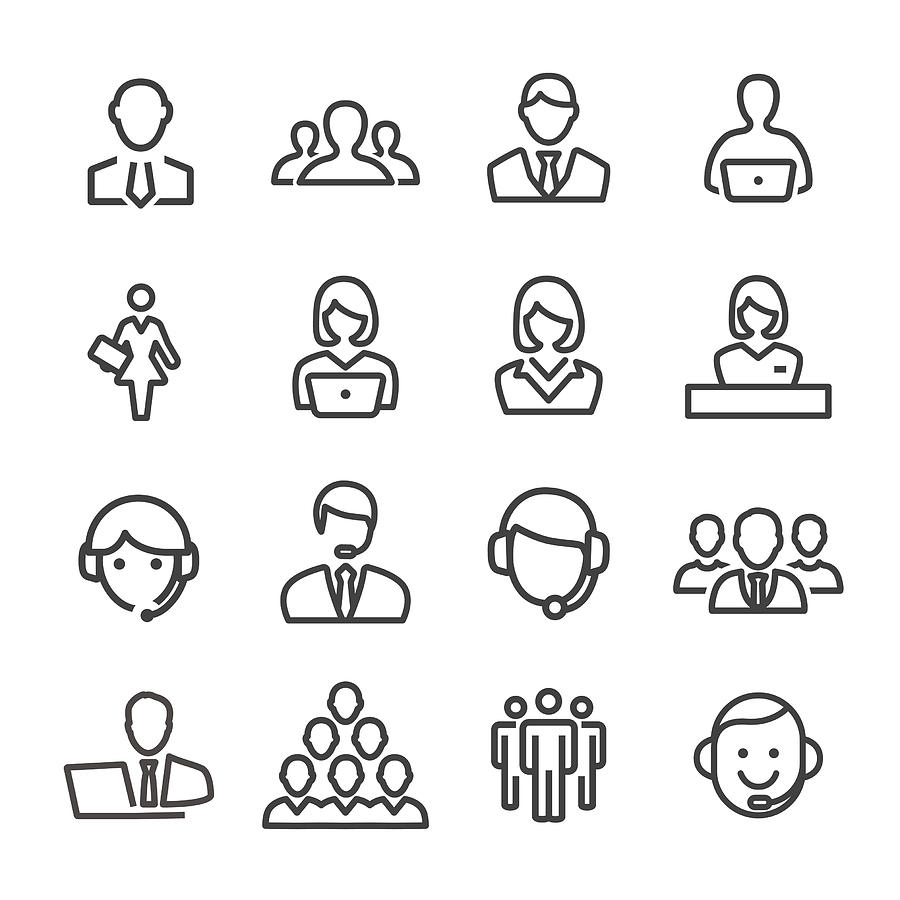 Business and Service Icons - Line Series Drawing by -victor-