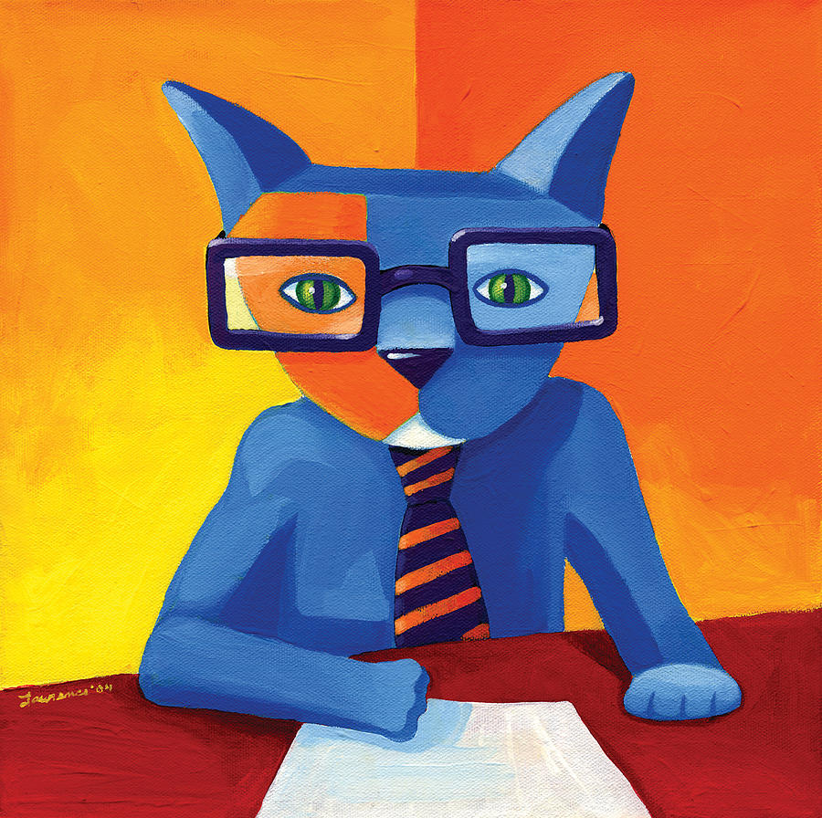 Abstract Painting - Business Cat by Mike Lawrence