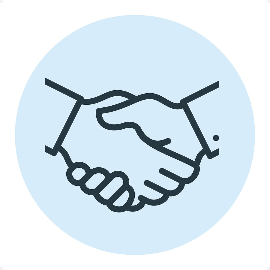Business Handshake - Pixel Perfect Single Line Icon Drawing by Lushik