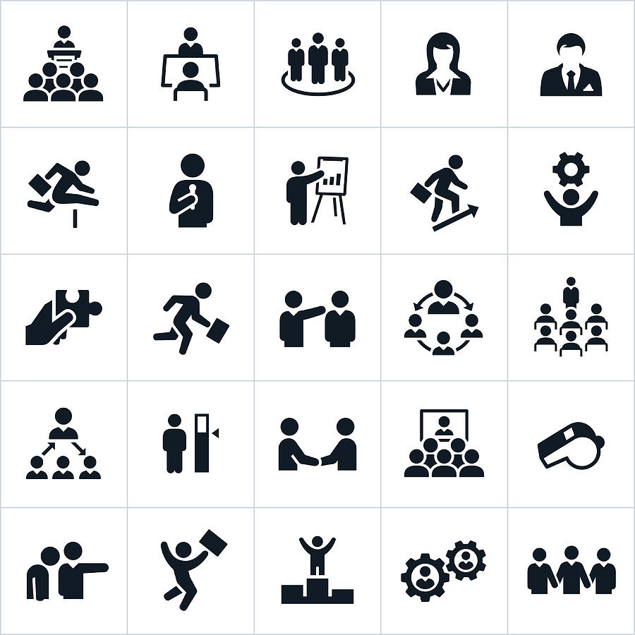 Business Management and Leadership Icons Drawing by Appleuzr