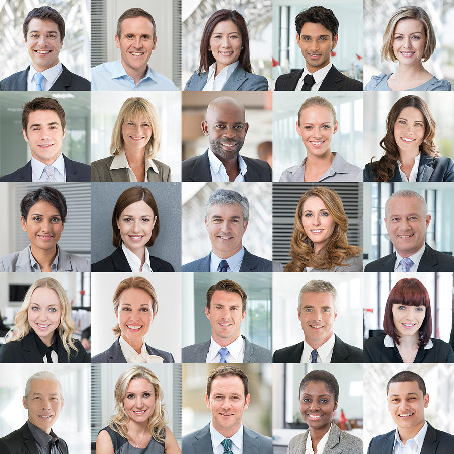 Business People Smiling - Headshot Portraits Collage Photograph by JohnnyGreig