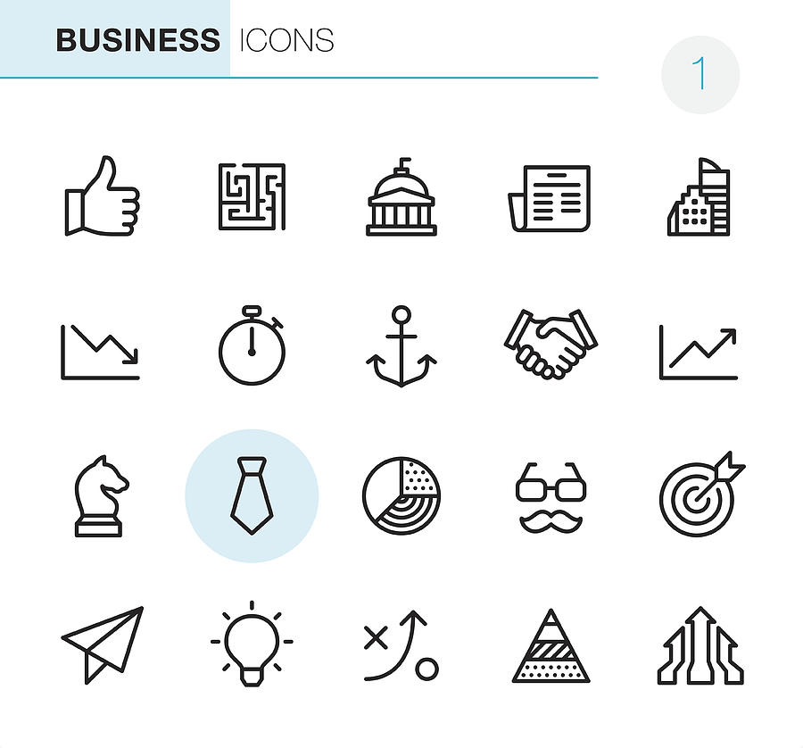 Business - Pixel Perfect icons Drawing by Lushik
