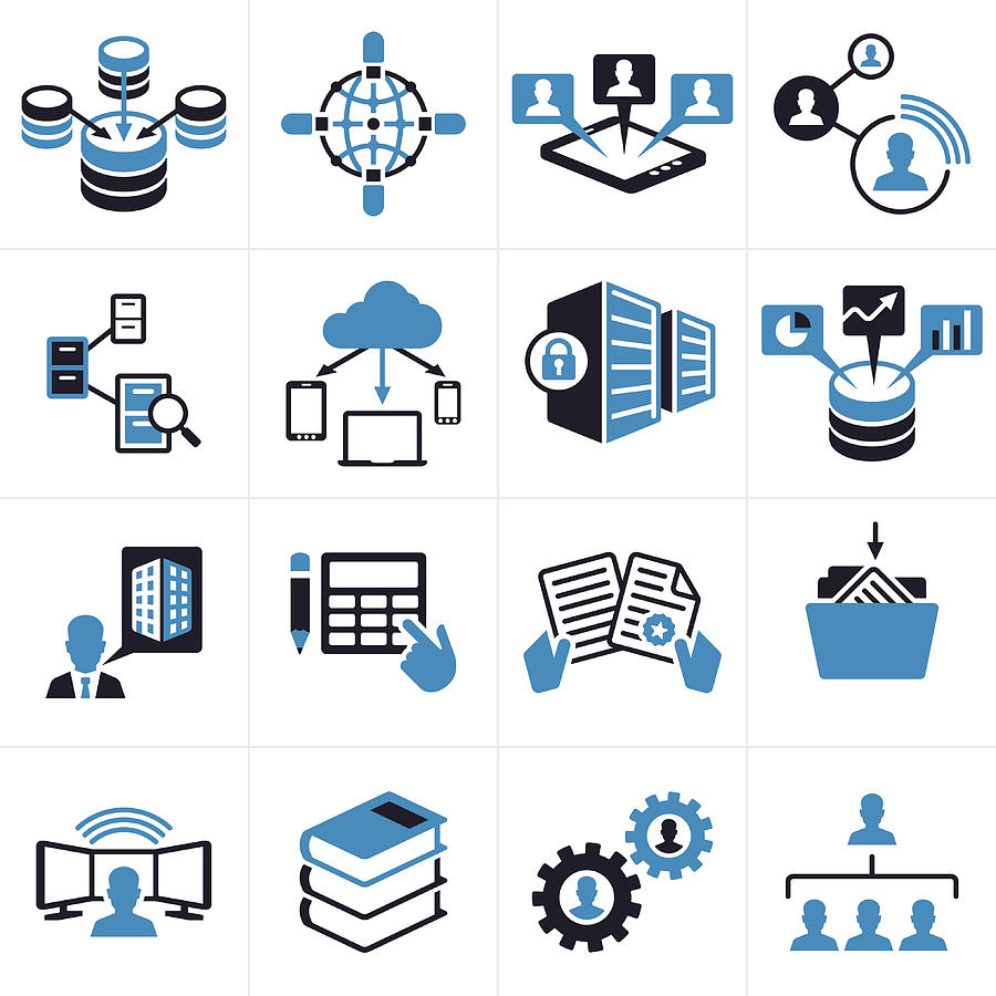 Business Technology Icons and Symbols Drawing by Filo