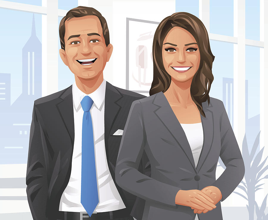 Businessman And Businesswoman In The Office Drawing by Kbeis