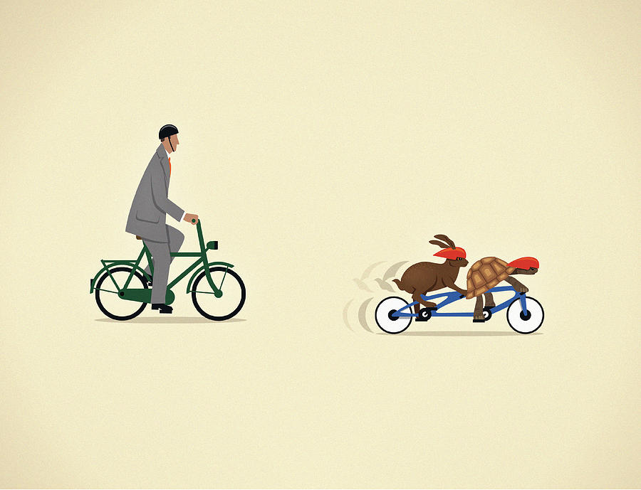 Businessman On Bicycle Behind Tortoise Digital Art by Mark Airs Businessman On Bicycle Behind Tortoise Digital Art by Mark Airs