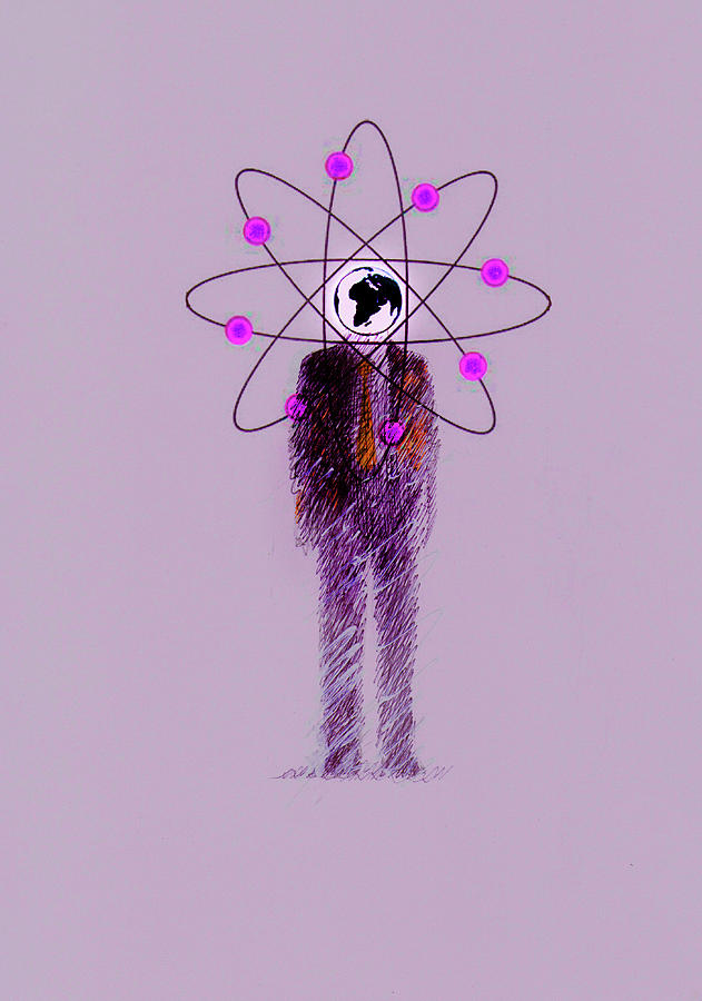 Businessman With Atom Symbol Circling Photograph by Ikon Ikon Images