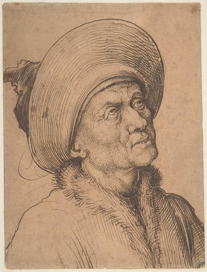 Bust Of A Man In A Hat Gazing Upward Drawing by Martin Schongauer ...