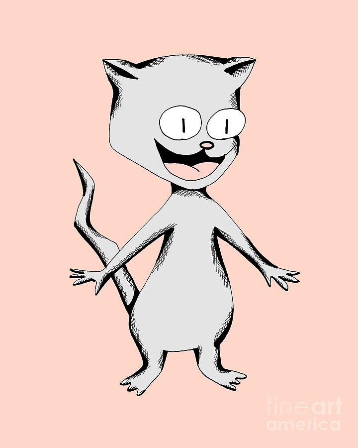 Buster Cat Laughing Drawing by Pet Serrano