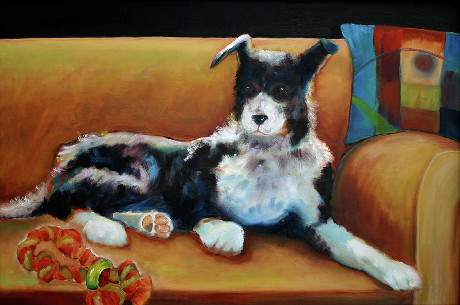 Buster the Border Collie Painting by Carol Jo Smidt