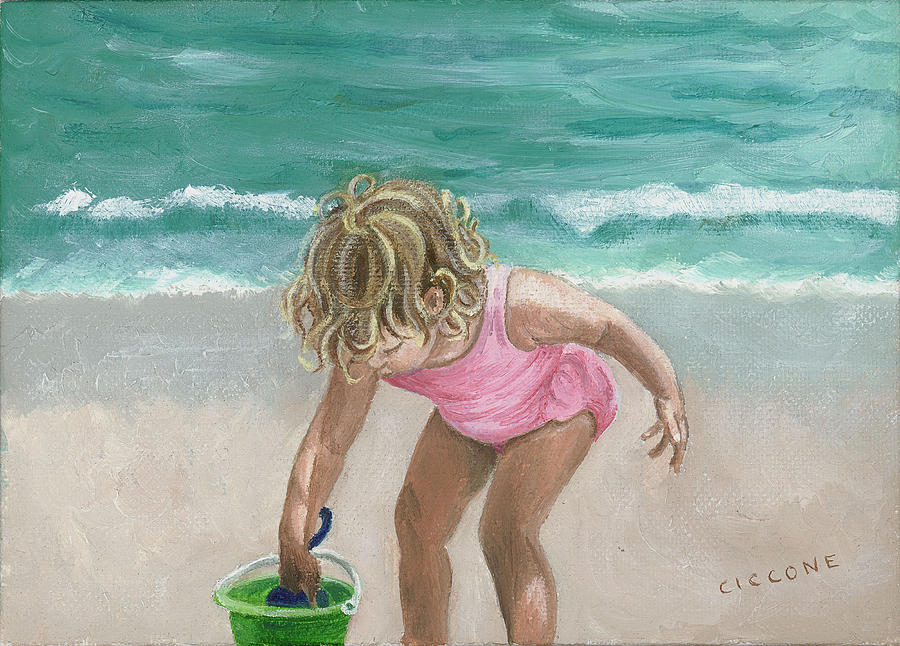 Busy Beach Girl Painting by Jill Ciccone Pike