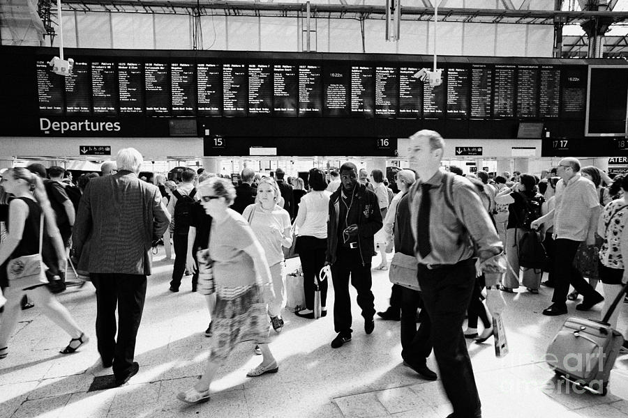London Photograph - Busy Concourse Of Waterloo Overground National Rail Train Station London England Uk by Joe Fox