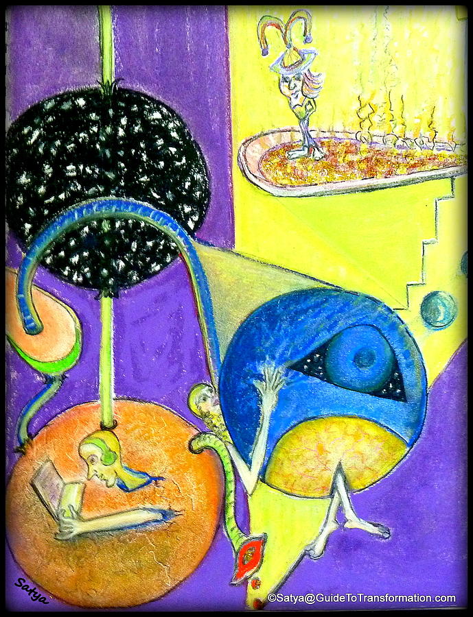 Abstract Painting - Busy In Their Cells by Satya Winkelman Abstract Painting - Busy In Their Cells by Satya Winkelman