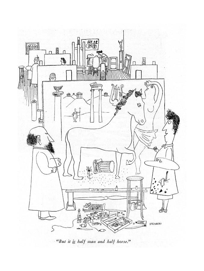 But It Is Half Man And Half Horse Drawing by Saul Steinberg