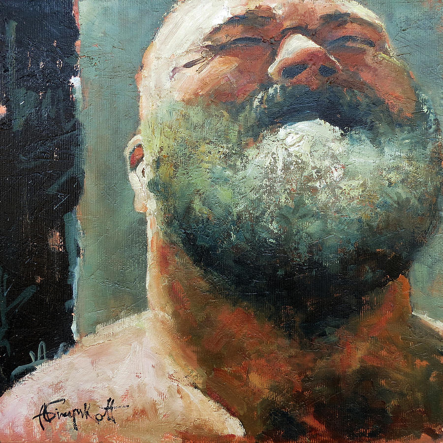 Portrait Painting - Butcher by Alexei Biryukoff