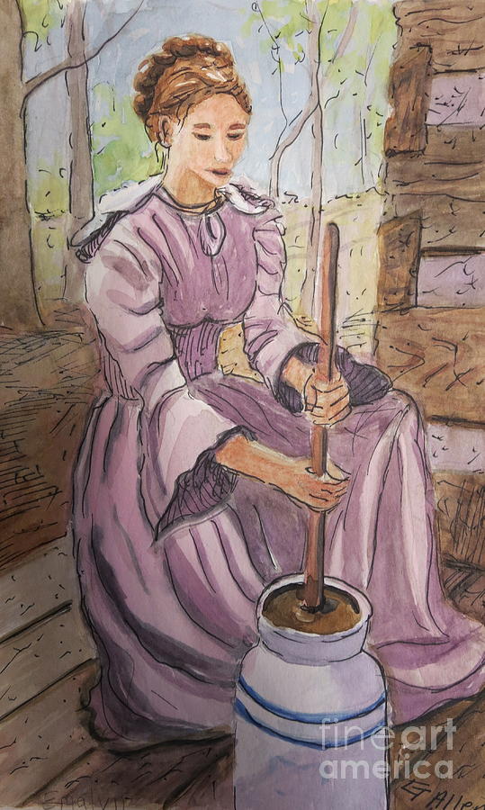 Butter Churner Painting by Gretchen Allen
