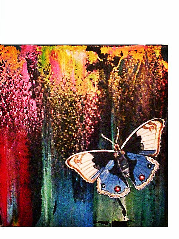 Flower Painting - Butterflie by Nelu Gradeanu