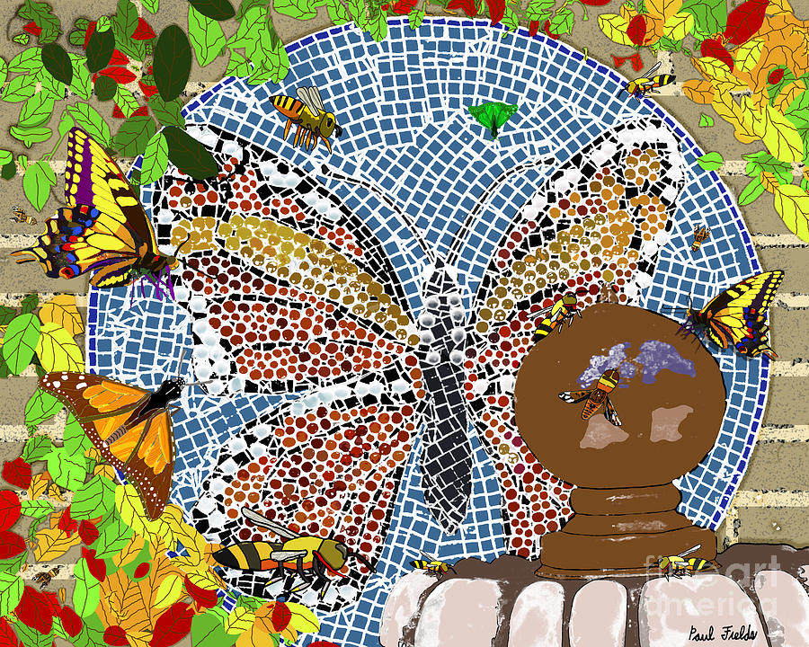 Butterflies and Bees Mixed Media by Paul Fields