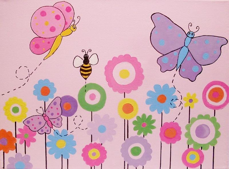 Butterflies and flowers Painting by Anne Gardner