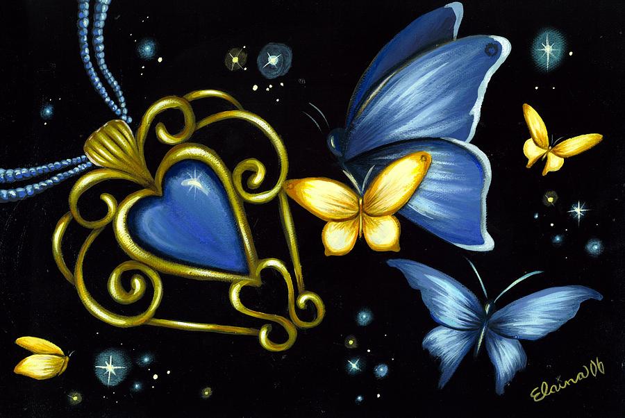 Butterflies and Hearts 9 Painting by Elaina  Wagner
