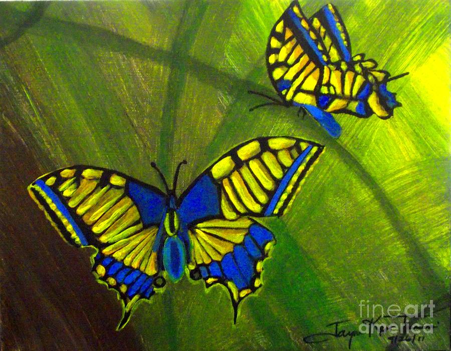 Butterflies are Free Painting by Jayne Kerr 