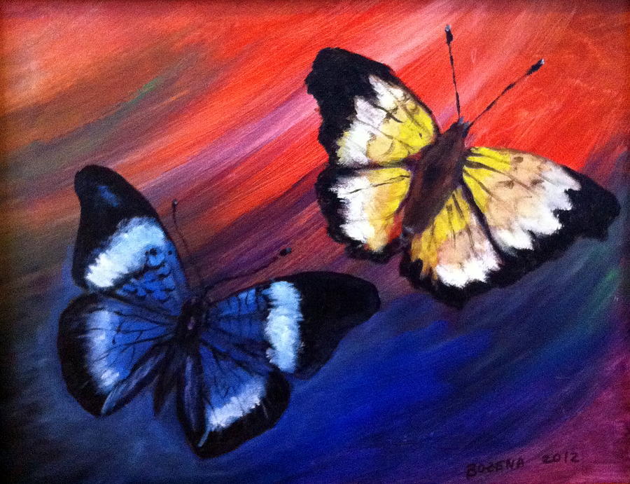 Butterflies Painting by Bozena Zajaczkowska