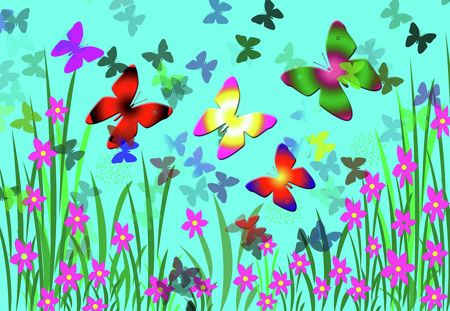 Butterflies Creative Abstract Design Digital Art by Raj Kamal