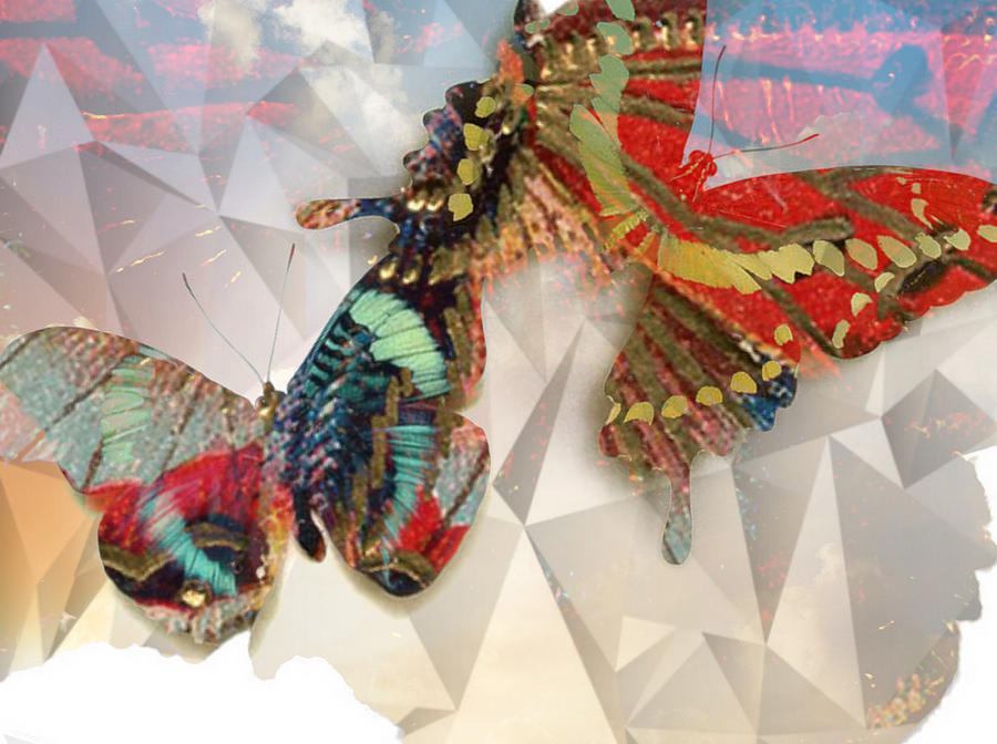 Butterflies Geometric Digital Art by Lynda Payton
