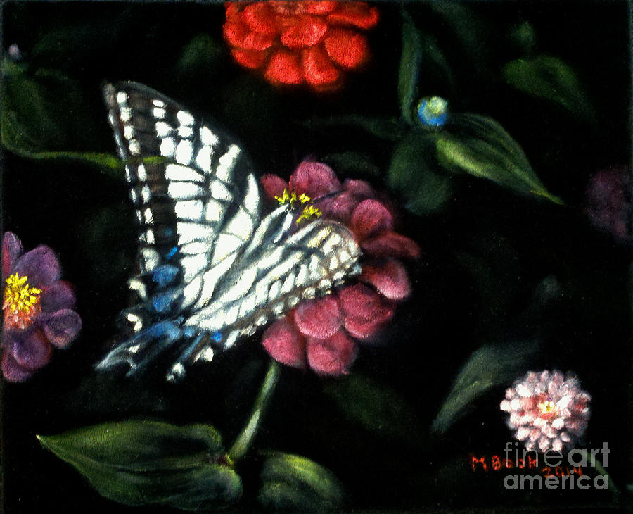 Butterflies in the Garden No. 1 Painting by Marlene Book