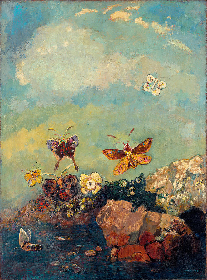 Odilon Redon Painting - Butterflies by Odilon Redon