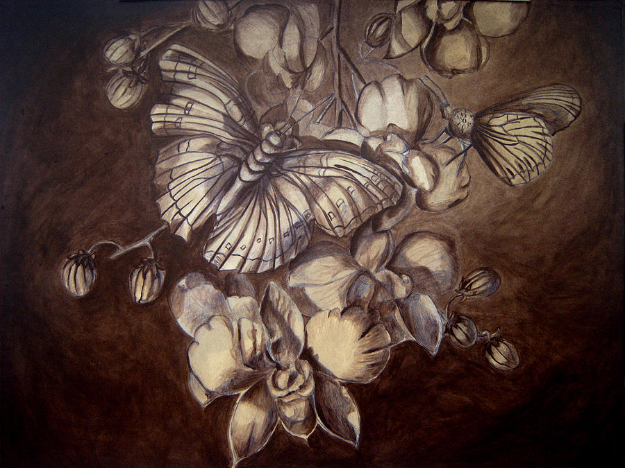 Butterfly Painting - Butterfly - Umber Layer by Madhubala Alla