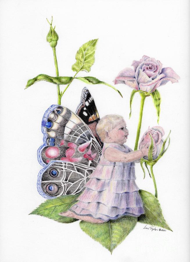 Butterfly Baby Drawing by Laurianna Taylor