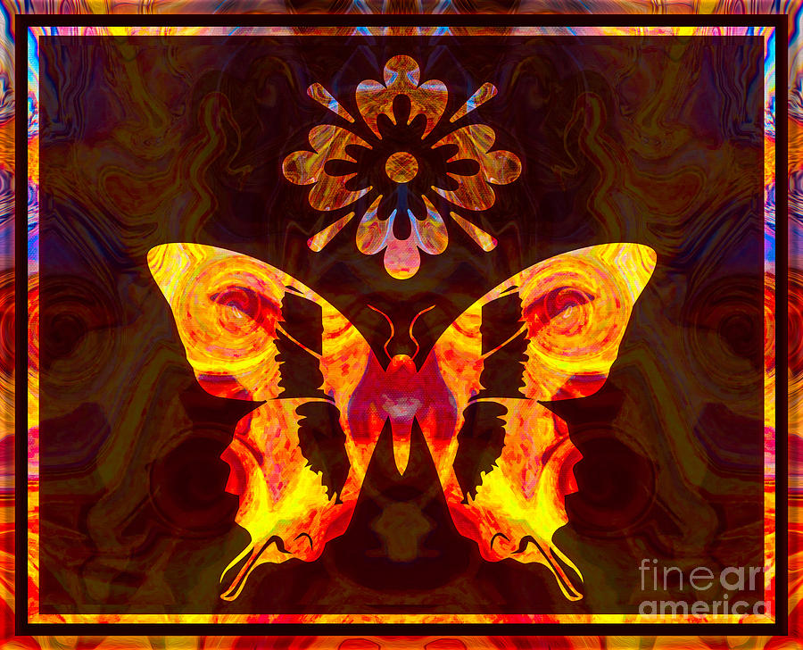 4x3 Painting - Butterfly By Design Abstract Symbols Artwork by Omaste Witkowski