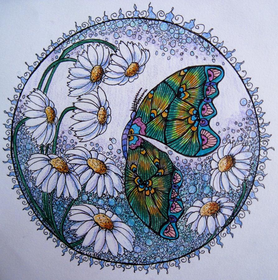 Butterfly Circle Drawing by Megan Walsh