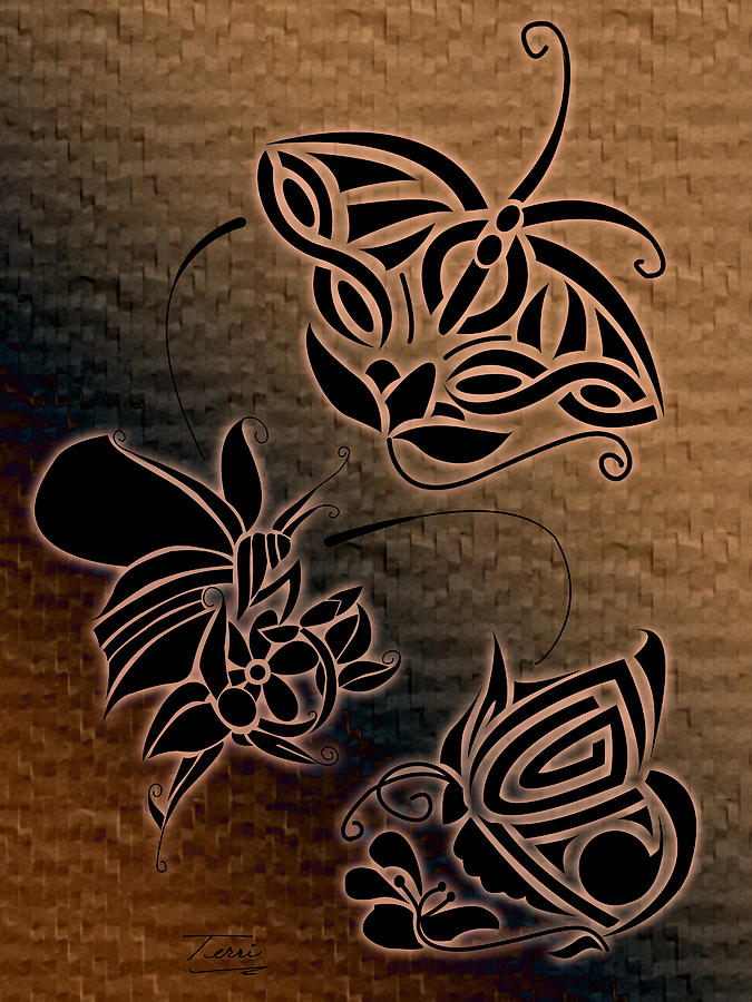 Butterfly Commune brown Drawing by Terri Meredith