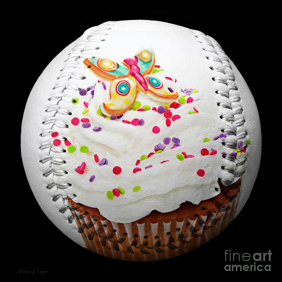 Butterfly Cupcake Baseball Square Photograph by Andee Design
