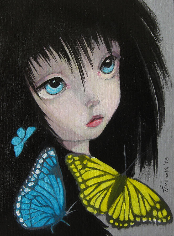 Butterfly Painting - Butterfly fairy big eyes  by Temenuga Ivanova
