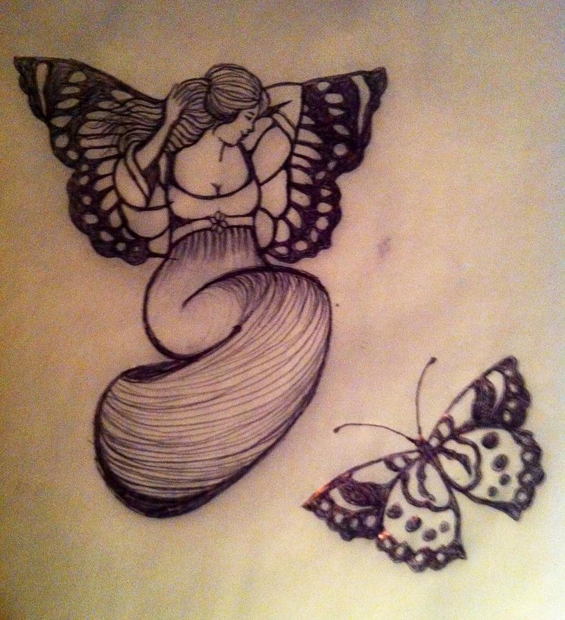 Fairy Drawing - Butterfly Fairy by Mary Clare Castor