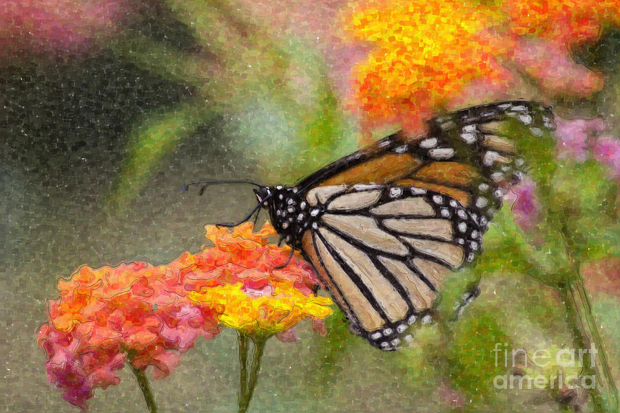 Butterfly Feeding On Lantana Digital Art