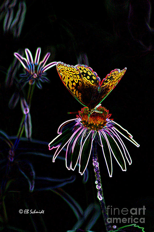Butterfly Garden 03 - Great Spangled Fritillary Digital Art by E B Schmidt