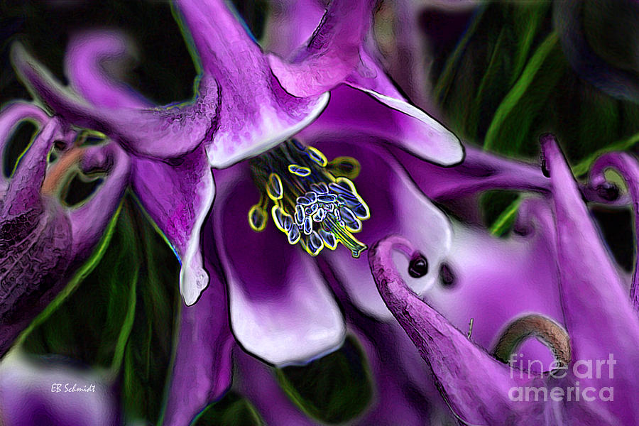 Flower Digital Art - Butterfly Garden 04 - Columbine by E B Schmidt