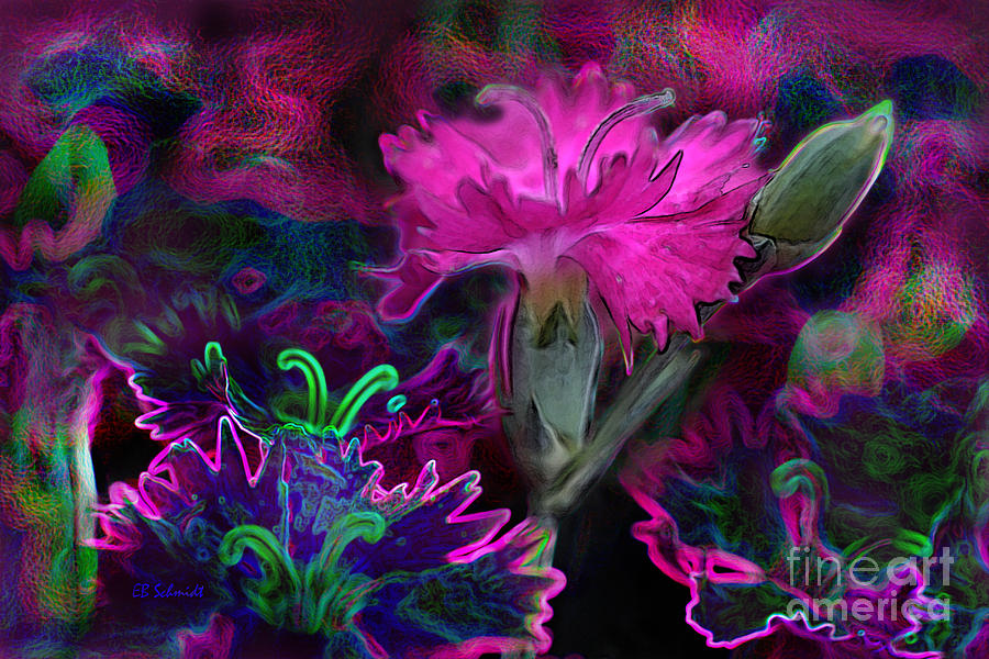 Butterfly Garden 08 - Carnations Digital Art by E B Schmidt