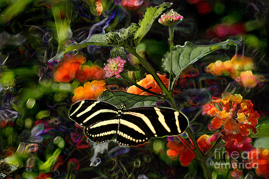 Butterfly Garden 14 - Zebra Heliconian Digital Art by E B Schmidt