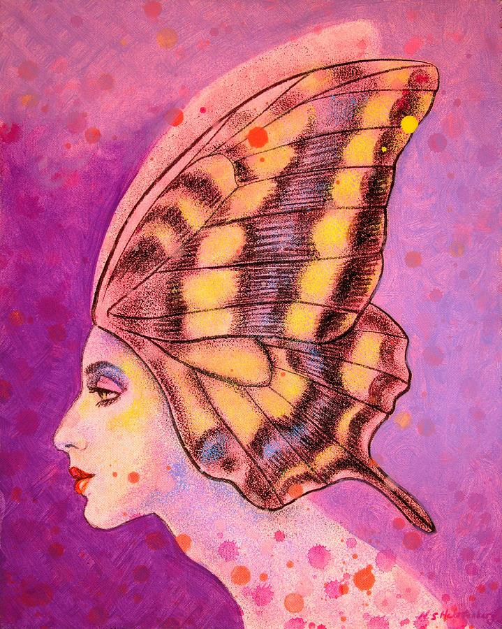 Butterfly Headdress Painting by Sue Halstenberg