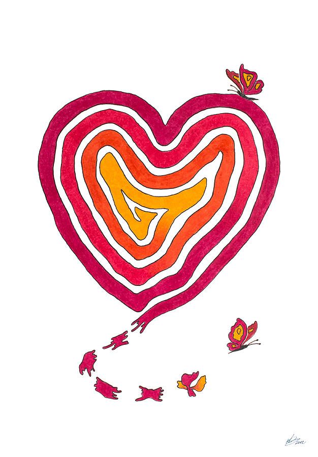 Butterfly Drawing - Butterfly Heart by Andreas Berthold