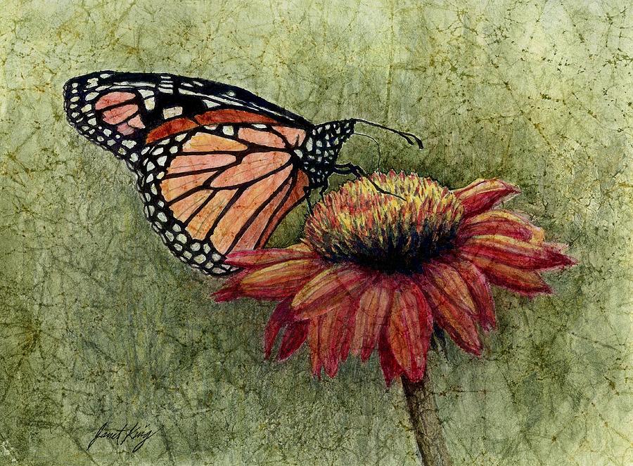 Butterfly in my garden Painting by Janet King