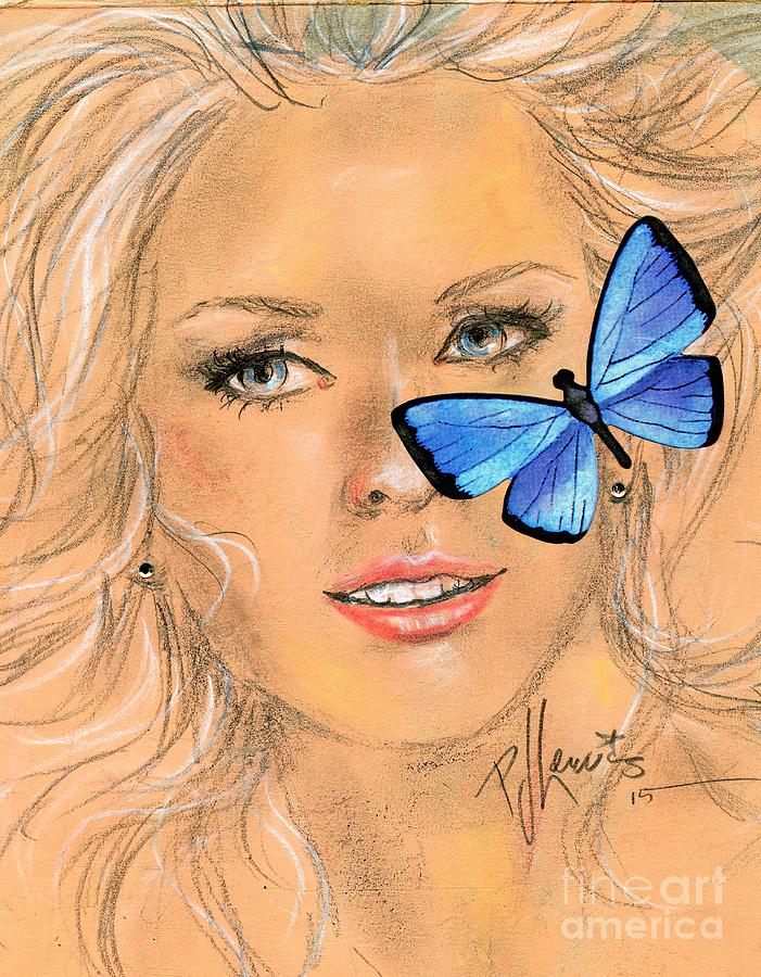 Butterfly kisses Drawing by PJ Lewis