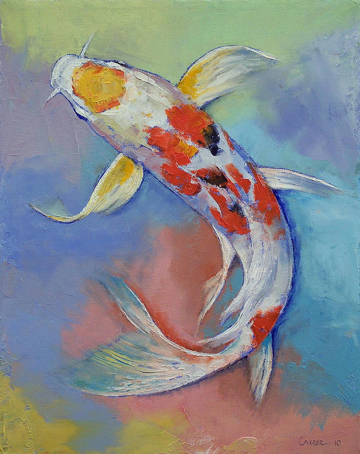 Butterfly Koi Fish Painting by Michael Creese