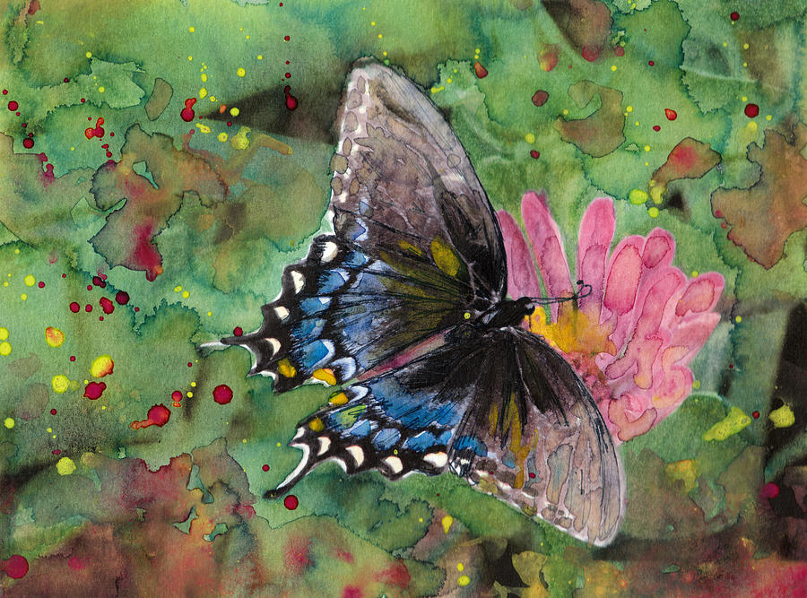 Butterfly Painting - Butterfly On Flower by Susan Powell