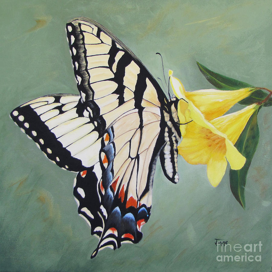 Butterfly on Jasmine Painting by Jimmie Bartlett