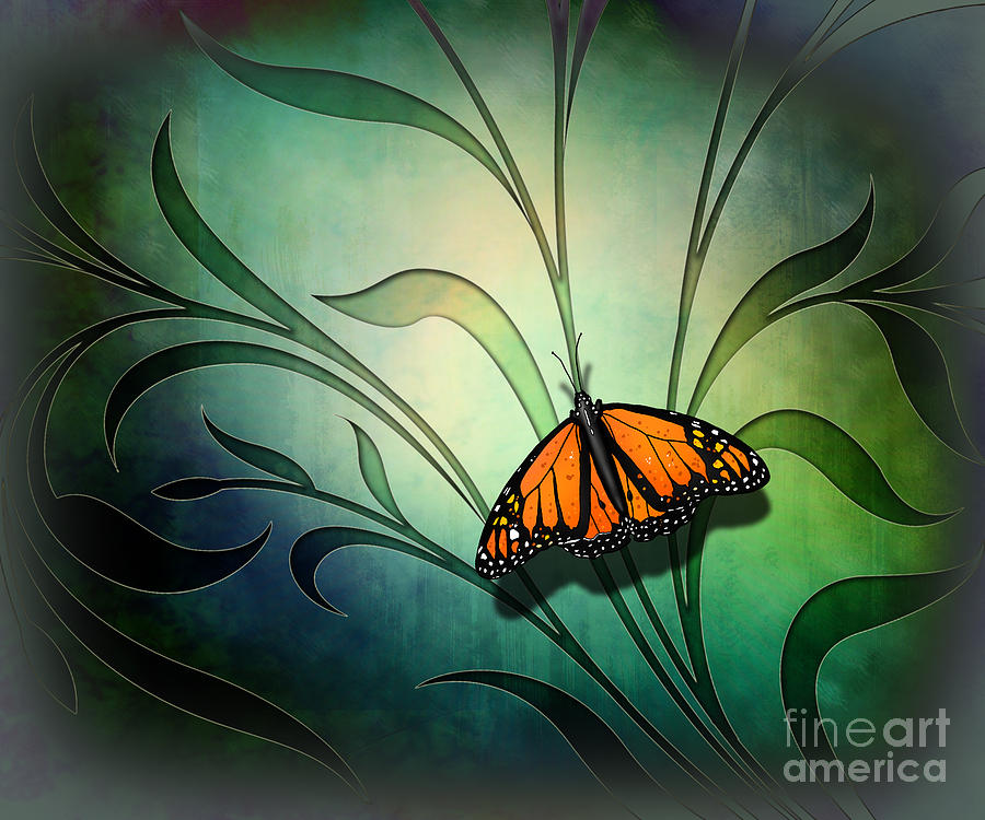 Butterfly Digital Art - Butterfly Pause V1 by Peter Awax
